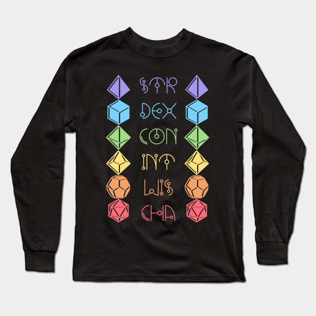 Character Abilities Dice Rainbow Long Sleeve T-Shirt by OfficialTeeDreams